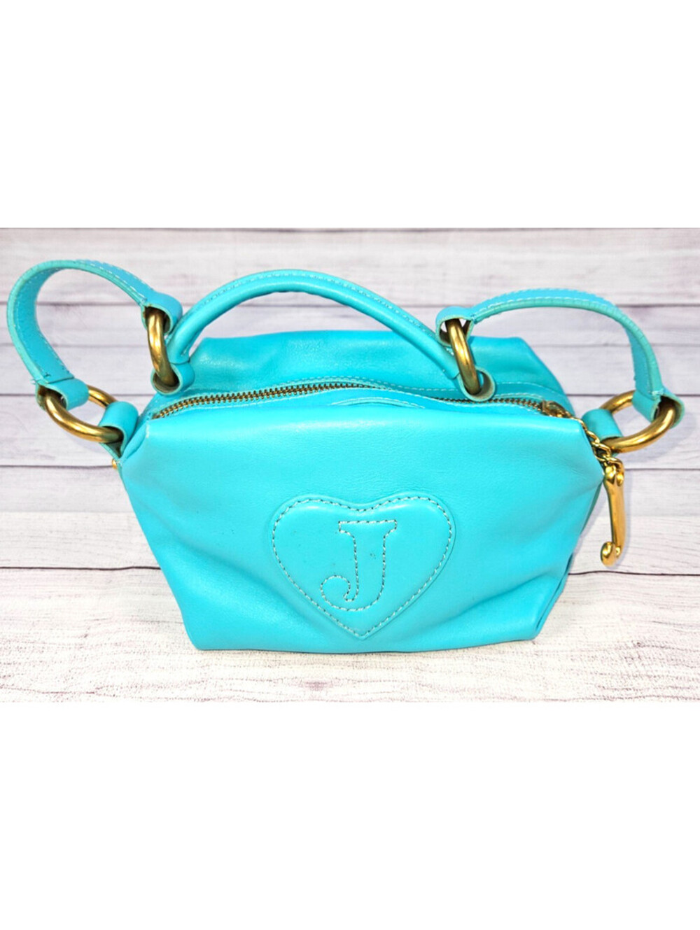 Juicy Couture bag vintage lt. blue "J" zipper pull & heart side pocket zip pull
